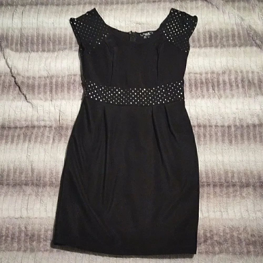 Sequin Hearts Black and Silver Studded Dress